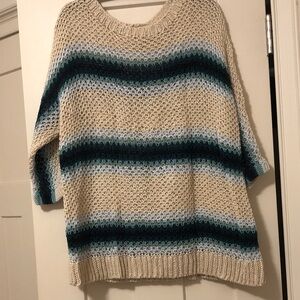 J. Jill Multicolor Knit Sweater - Cream and Blue Tones